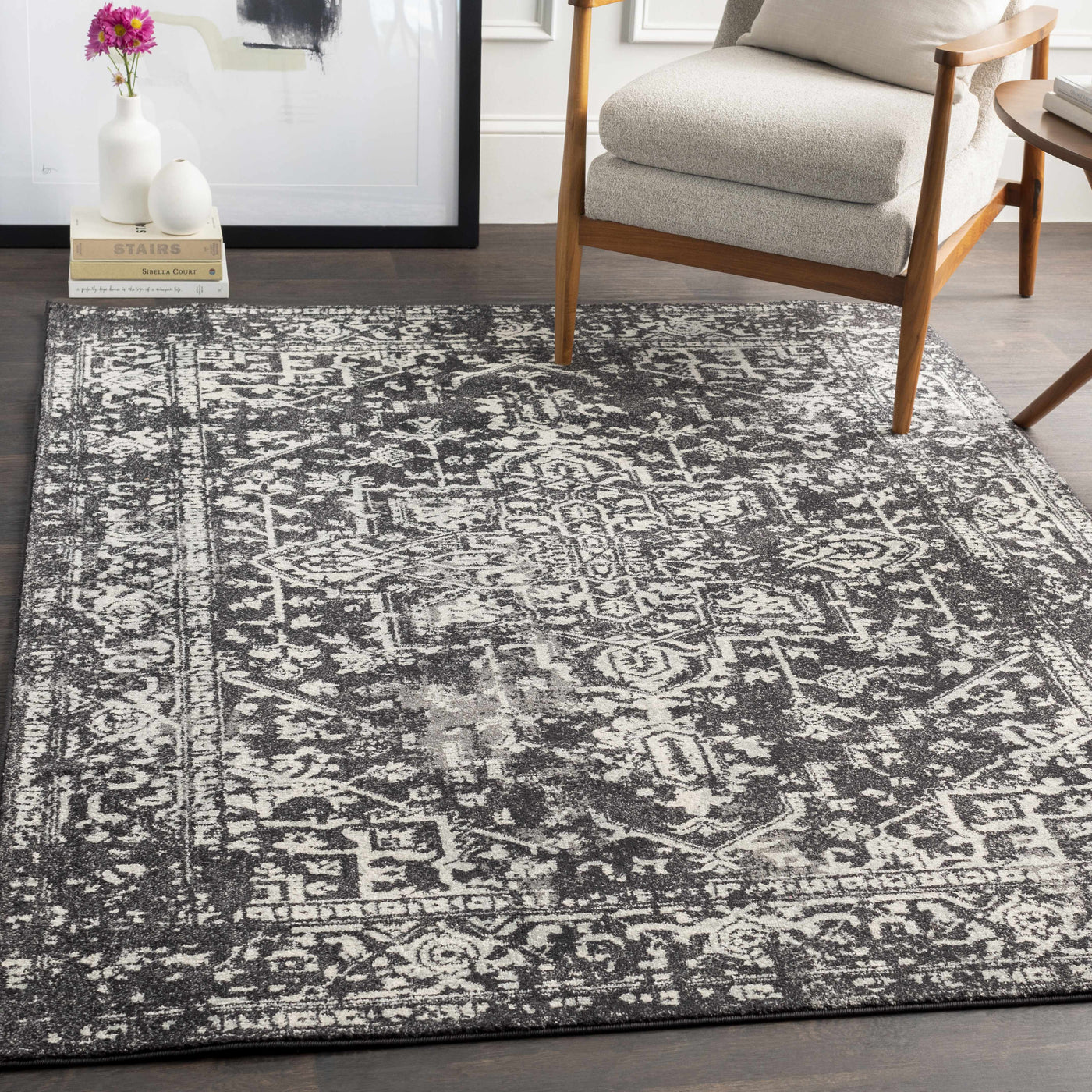 Rachel Black Area Rug by Boutique Rugs