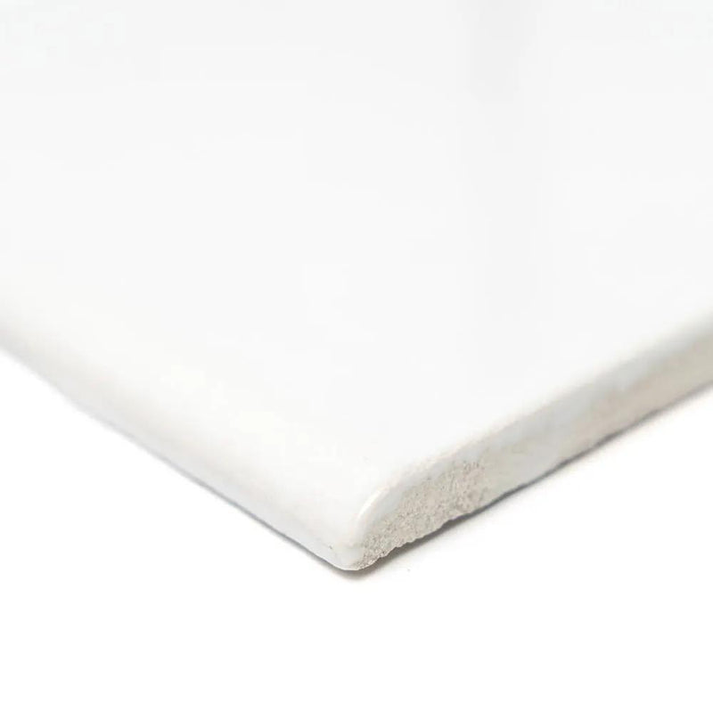 Palace Blanc Glossy Bullnose Ceramic Moldings 6x6 closeup 4