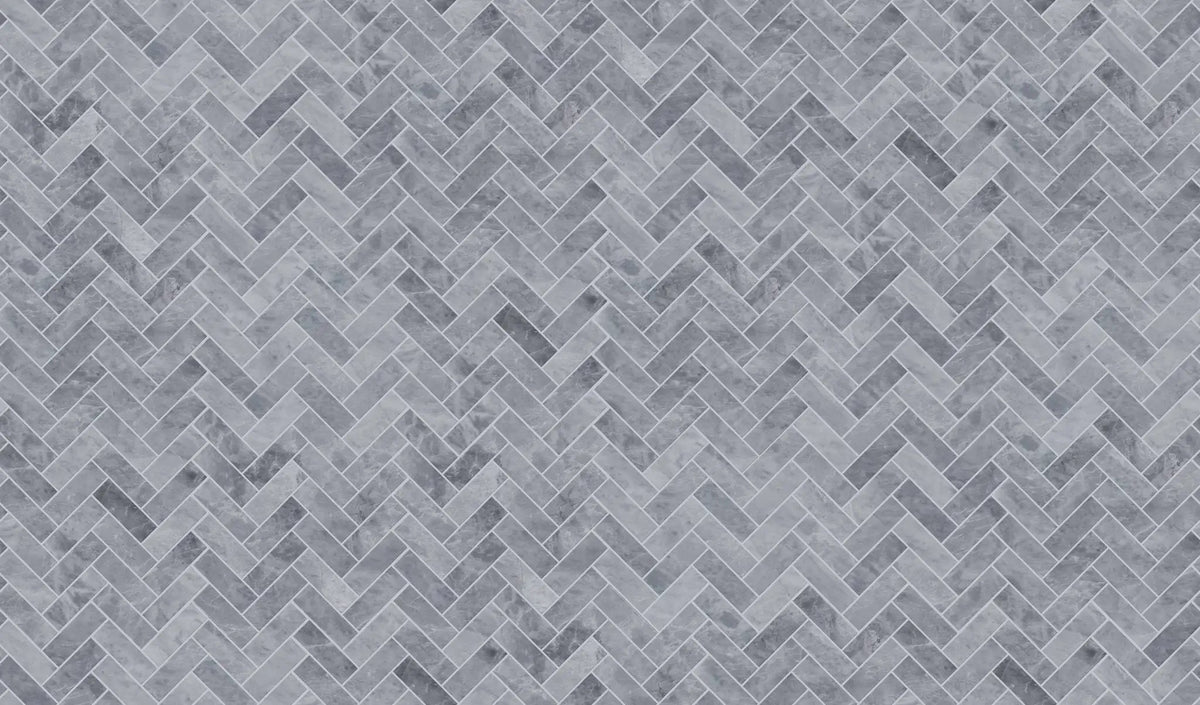 Charme Evo Pearl Grey Herringbone Marble Look Porcelain Mosaics 12x12 by landmarkceramics