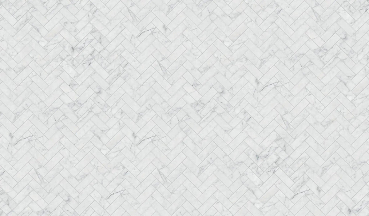 Charme Evo Michelangelo Extra White Herringbone Marble Look Porcelain Mosaics 12x12 by landmarkceramics