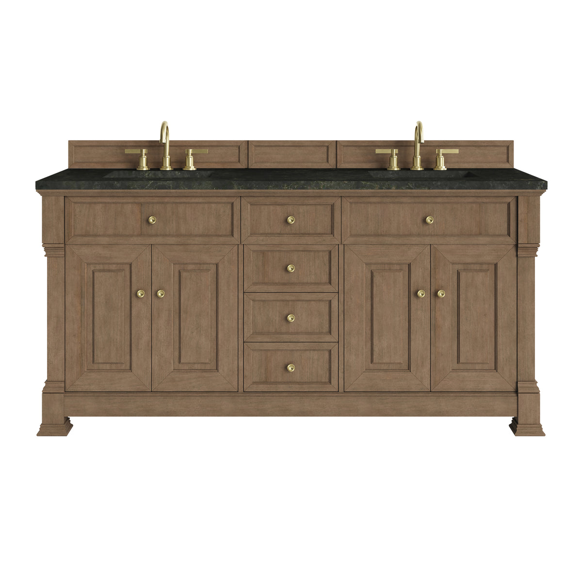James Martin Brookfield 72" Double Bathroom Vanity, Pecan with Phantome countertop