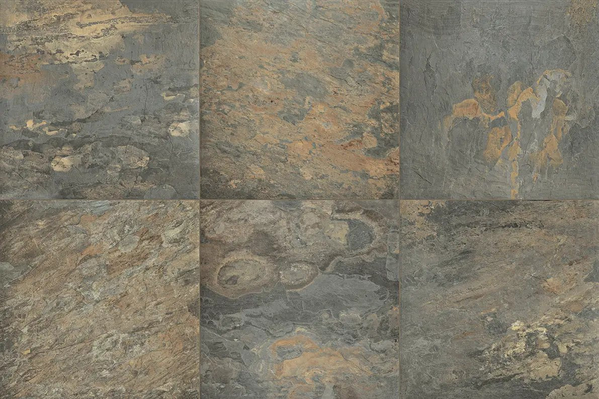 Frontier20 California Gold Slate Look Porcelain Pavers 12x12 by landmarkceramics