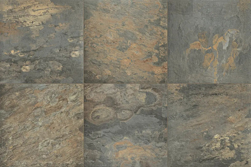 Frontier20 California Gold Slate Look Porcelain Pavers 12x12 by landmarkceramics
