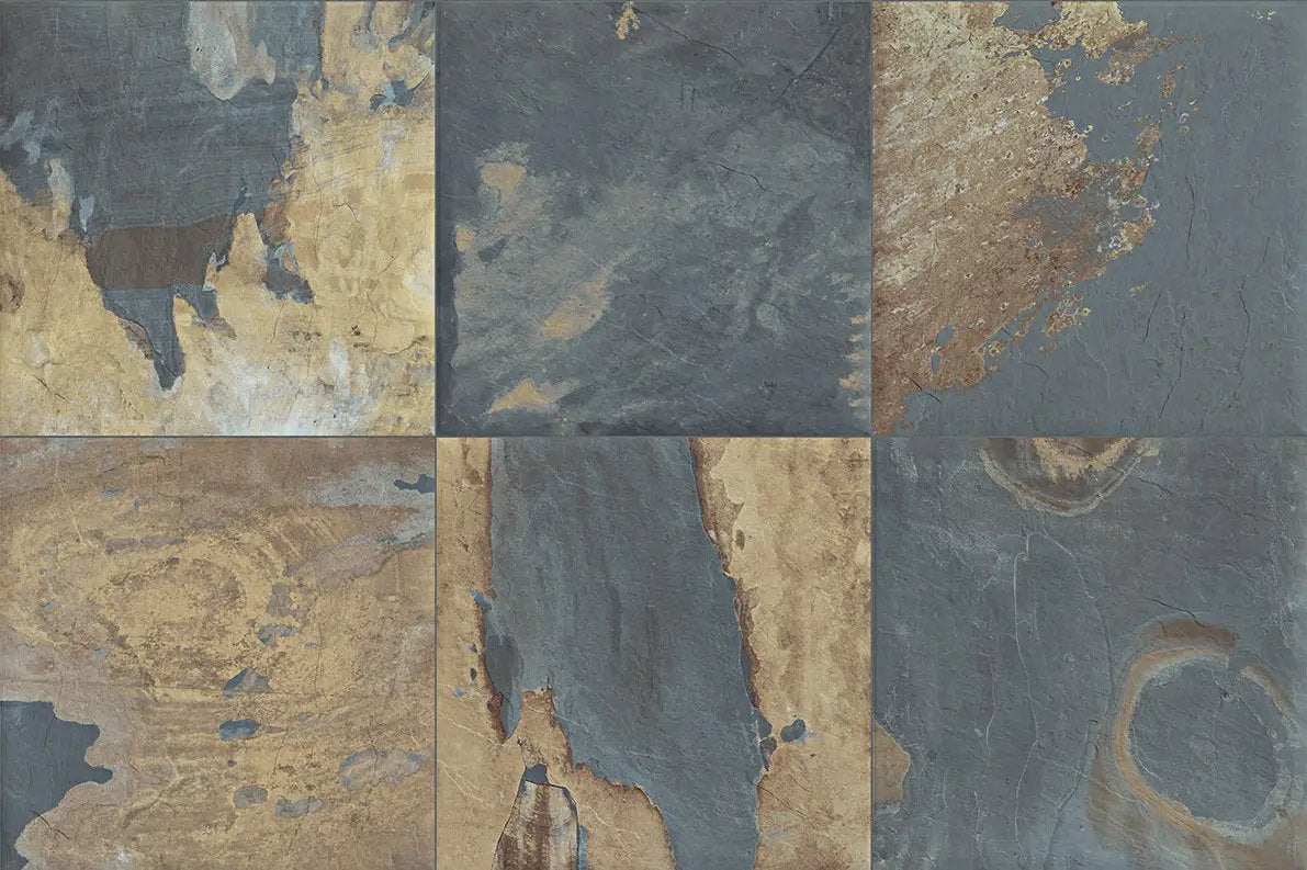 Frontier20 Mariposa Slate Coping & Stair Corner Right Look Porcelain Moldings 12x24 by landmarkceramics