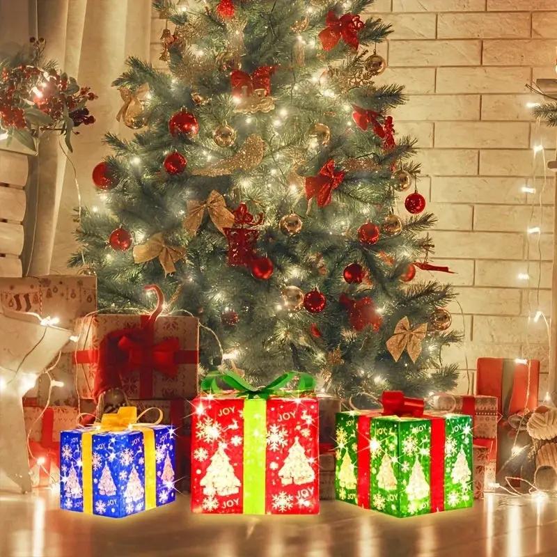 Paper 3-Piece Lighted Christmas Gift Boxes Set by House Of Avana