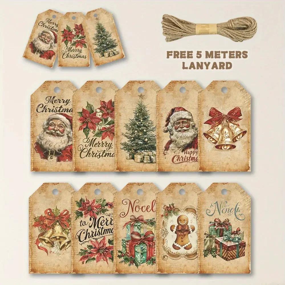 Paper Hang Tags, 10 Christmas Designs, Santa Claus & Tree Patterns by House Of Avana