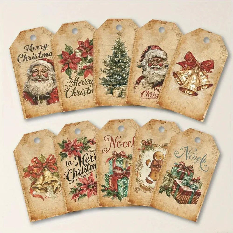 Paper Hang Tags, 10 Christmas Designs, Santa Claus & Tree Patterns by House Of Avana