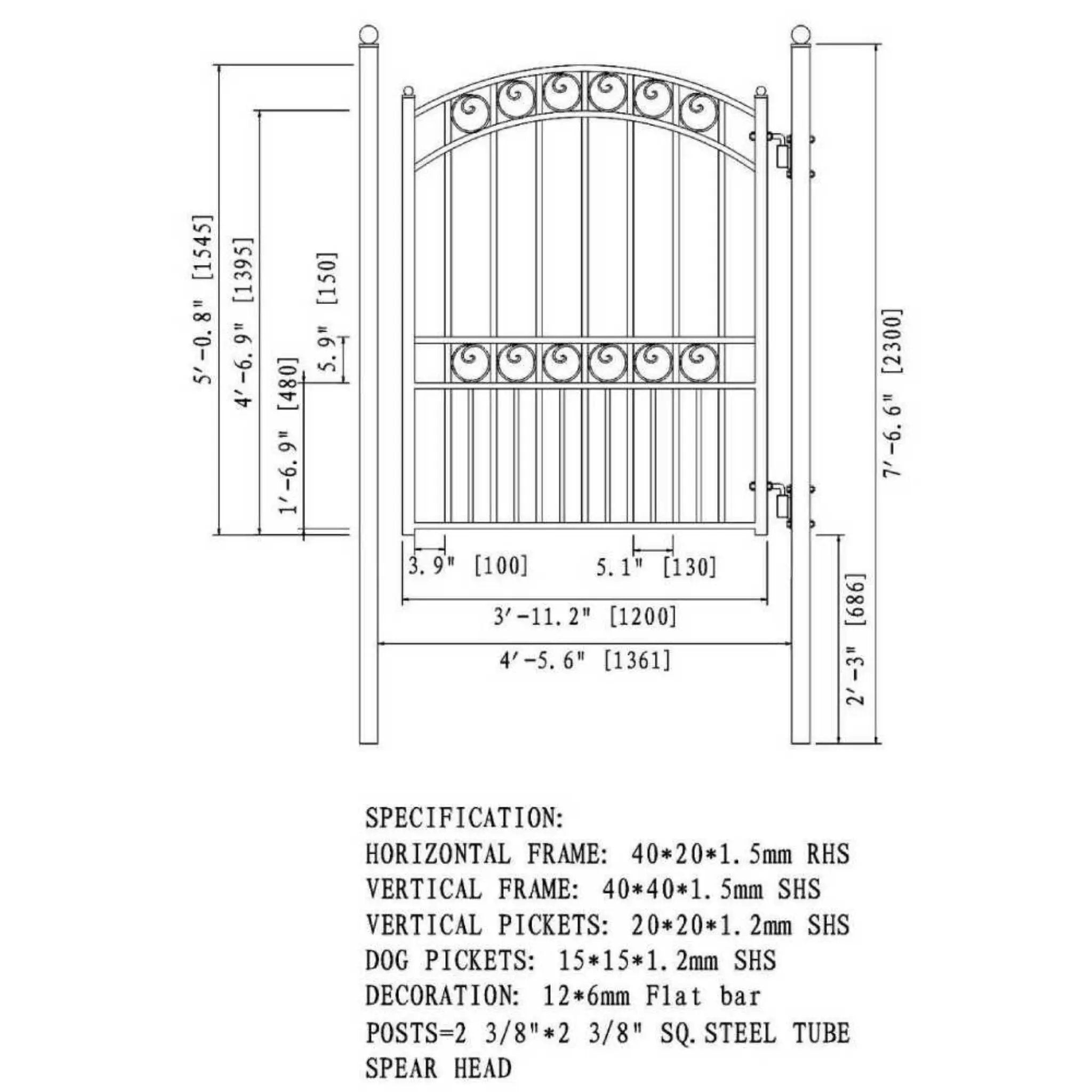 5FT Heavy-Duty Paris Powder-Coated Galvanized Steel Pedestrian Gate (SAK14563) by SAKSBY WHOLESALE