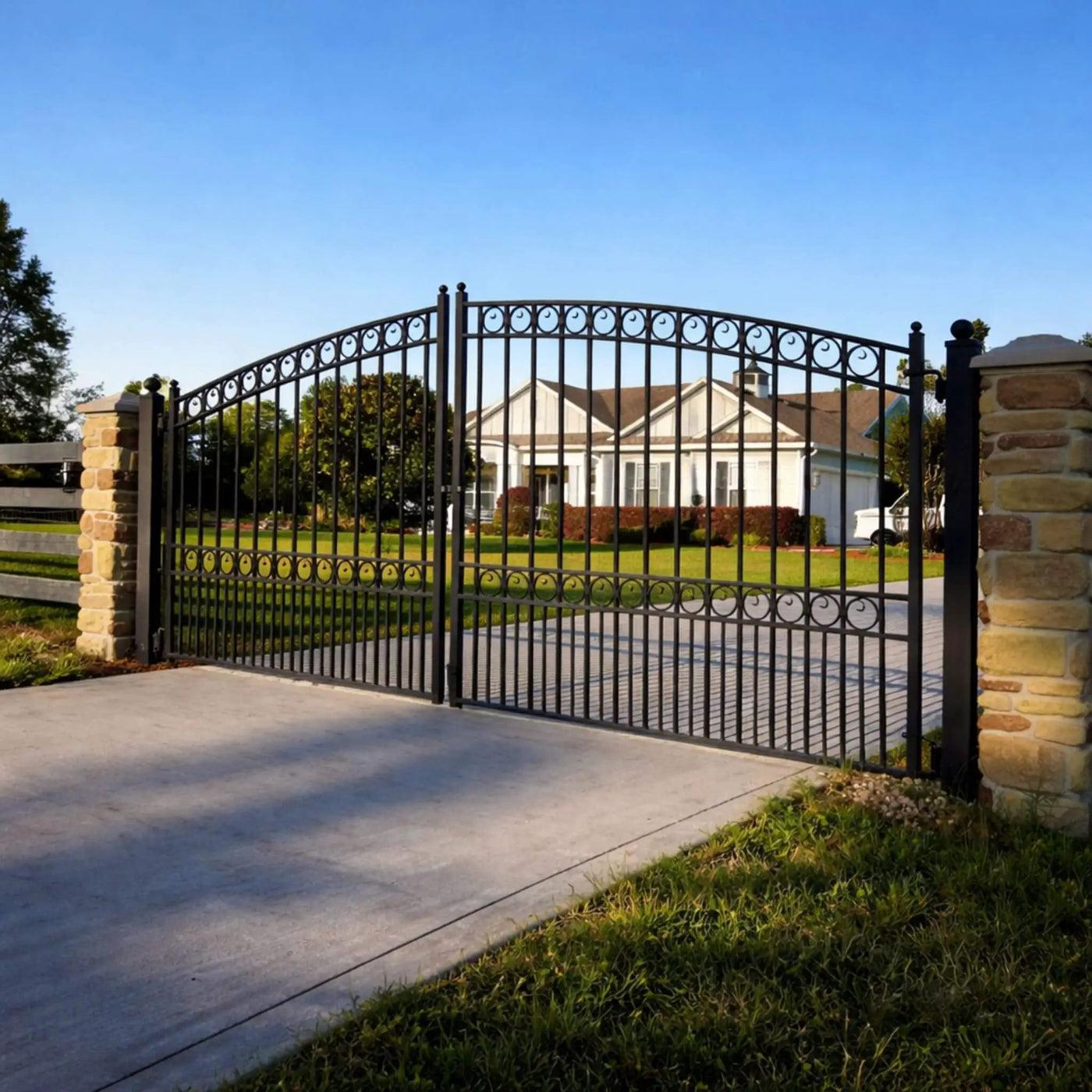 [12-18FT] Heavy-Duty Paris-Style Steel Premium Dual-Swing Driveway Gate (SAK97031) by SAKSBY WHOLESALE