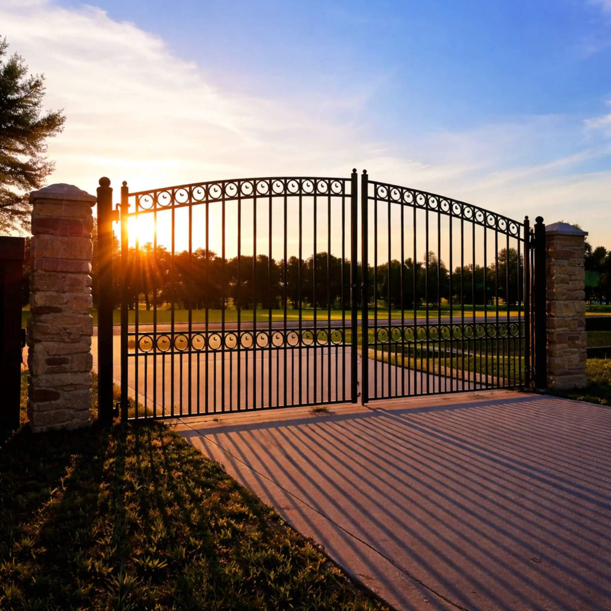 [12-18FT] Heavy-Duty Paris-Style Steel Premium Dual-Swing Driveway Gate (SAK97031) by SAKSBY WHOLESALE