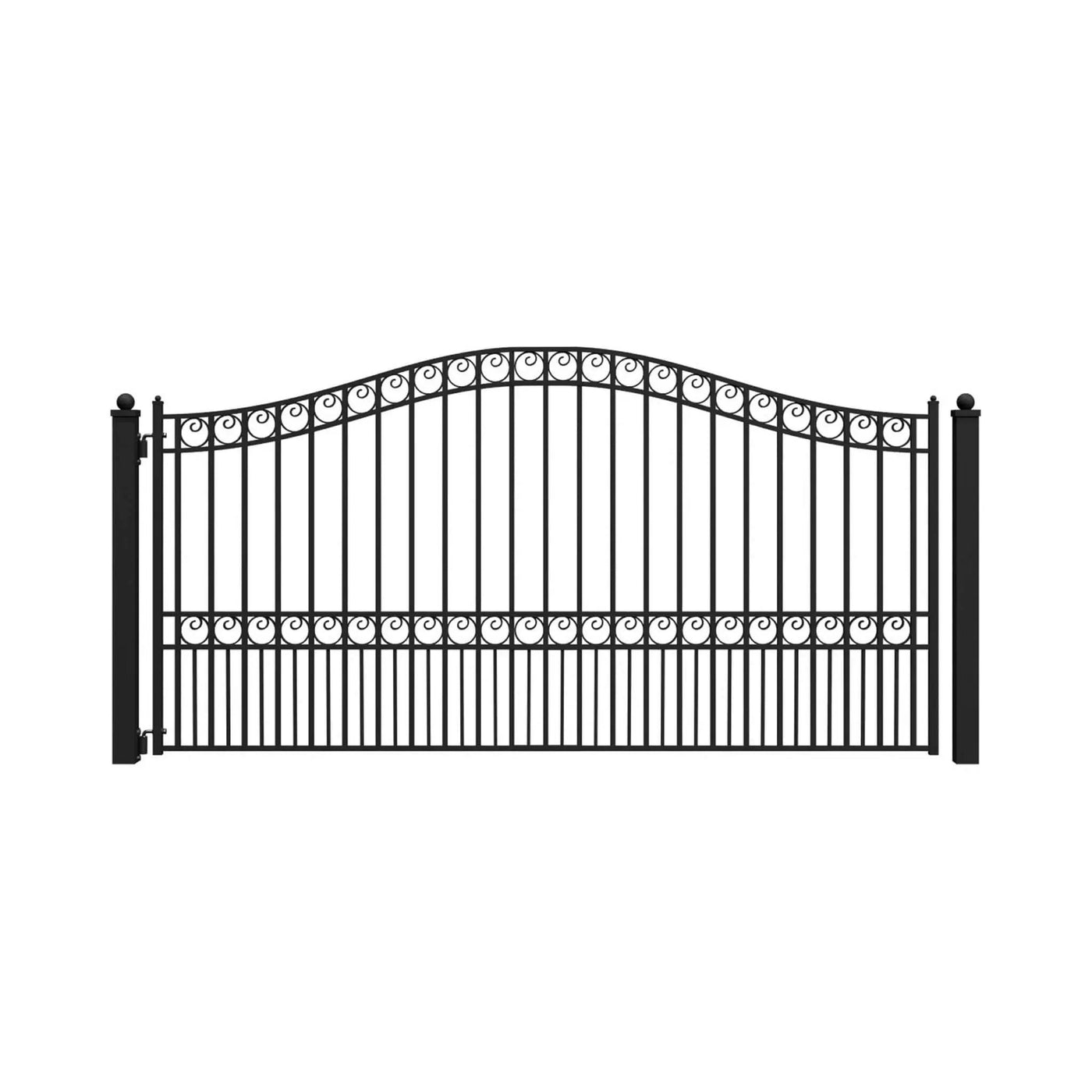 [12-18FT] Heavy-Duty Paris-Style Galvanized Steel Single-Swing Driveway Gate (SAK78643) by SAKSBY WHOLESALE