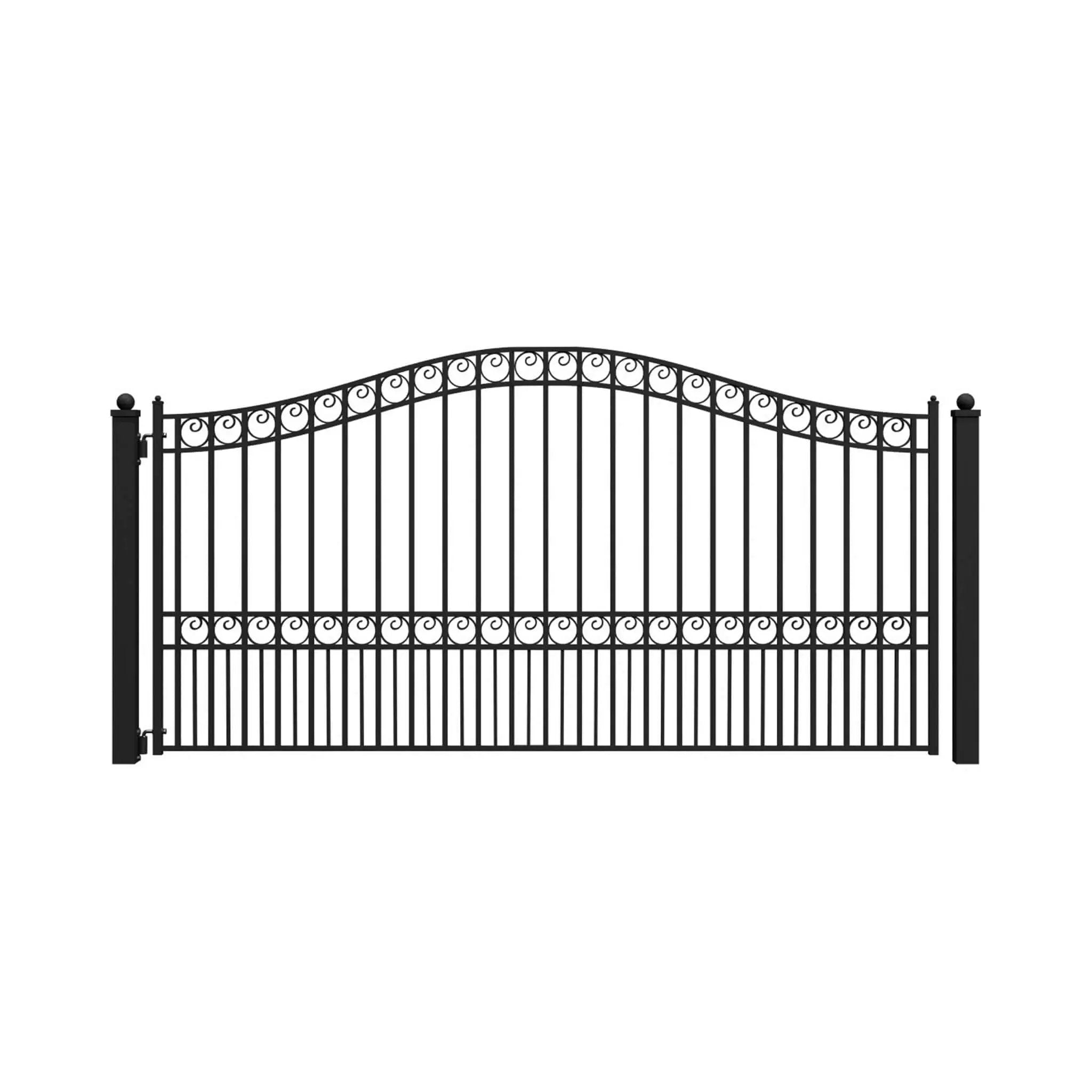 [12-18FT] Heavy-Duty Paris-Style Galvanized Steel Single-Swing Driveway Gate (SAK78643) by SAKSBY WHOLESALE