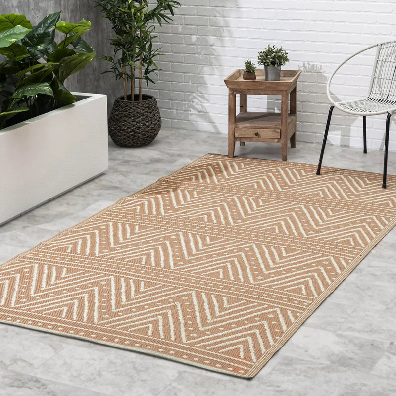 Patan - Coral Outdoor Rug for Patio by Fab Habitat