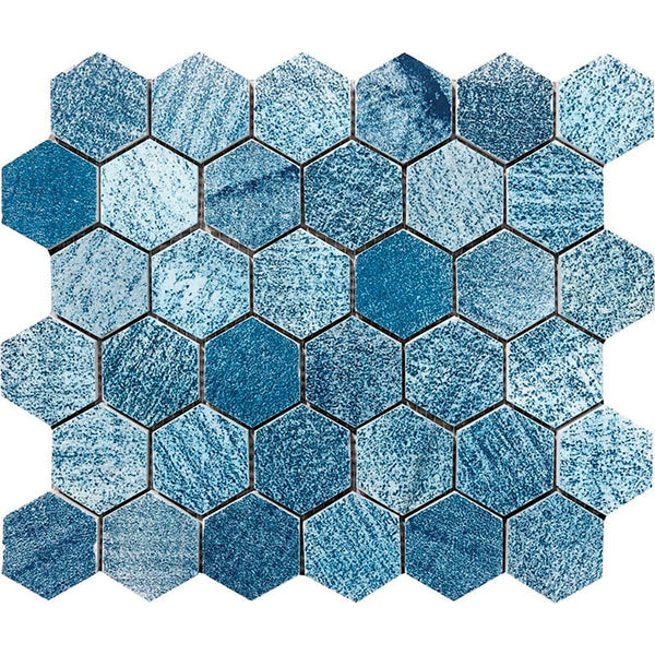 Patchwork Textured Hexagon Marble Mosaics 10 3/8x12
