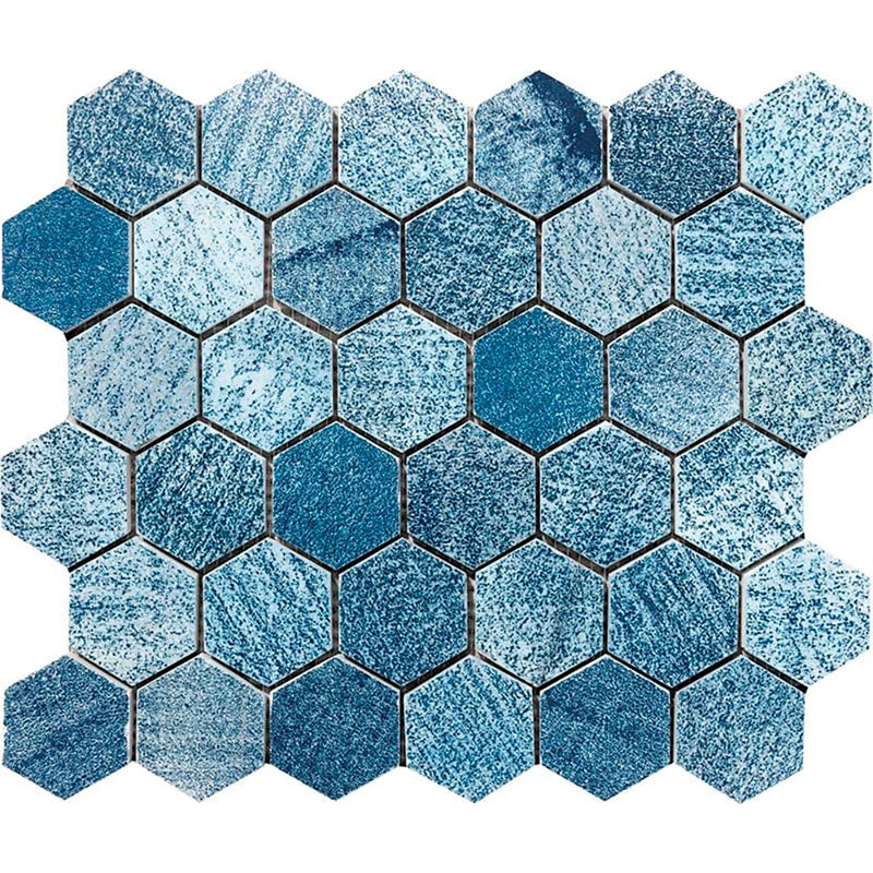 Patchwork Textured Hexagon Marble Mosaics 10 3/8x12 Marble Textured 12x12 Mosaics