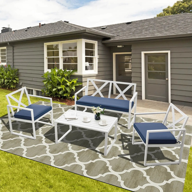 4 Pieces Outdoor Conversation Set with Sturdy Steel Frame by DirectDeals