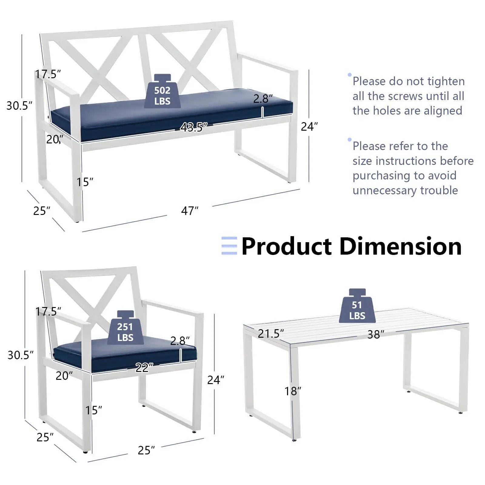4 Pieces Outdoor Conversation Set with Sturdy Steel Frame by DirectDeals