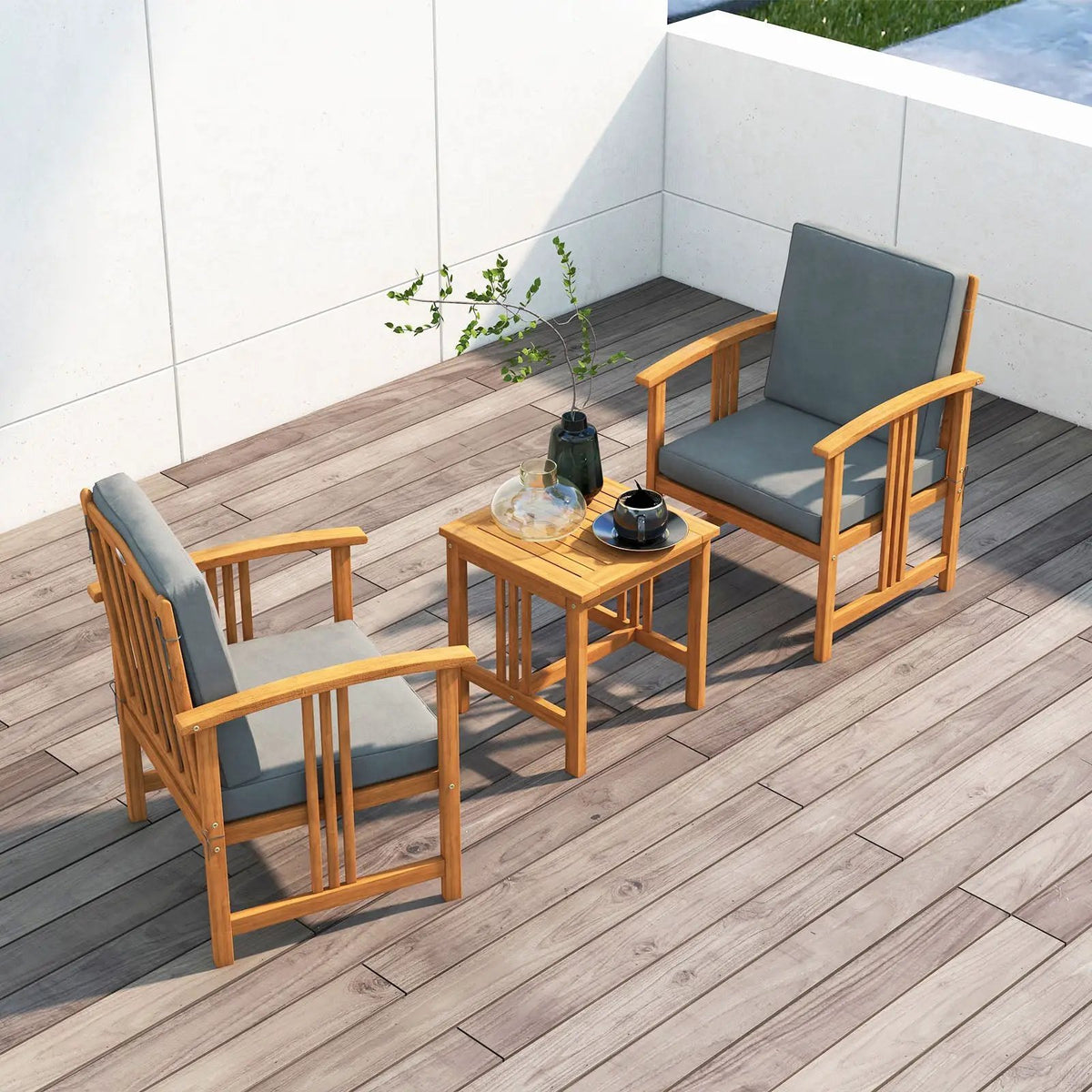 3PC Solid Wood Outdoor Patio Sofa Furniture Set by DirectDeals