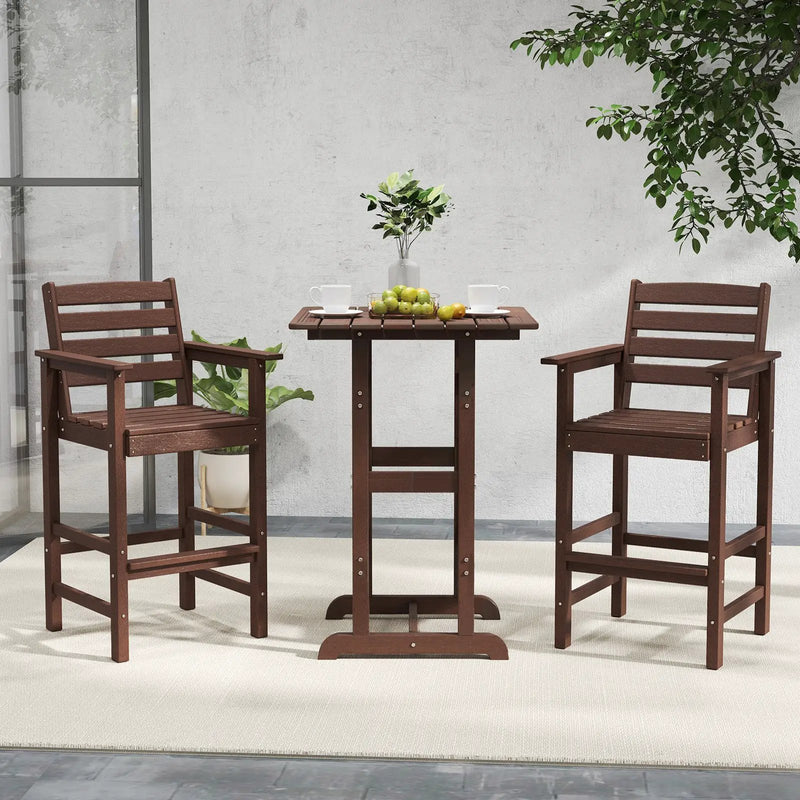 Patio HDPE Adirondack Bar Chairs Set of 2 with Wide Armrests by DirectDeals