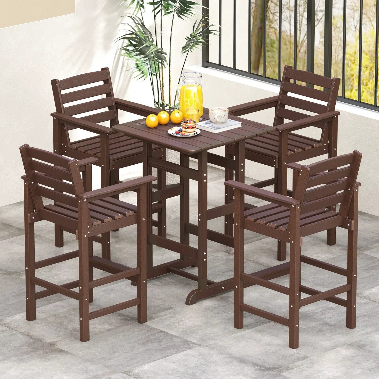 Patio HDPE Adirondack Bar Chairs Set of 2 with Wide Armrests by DirectDeals