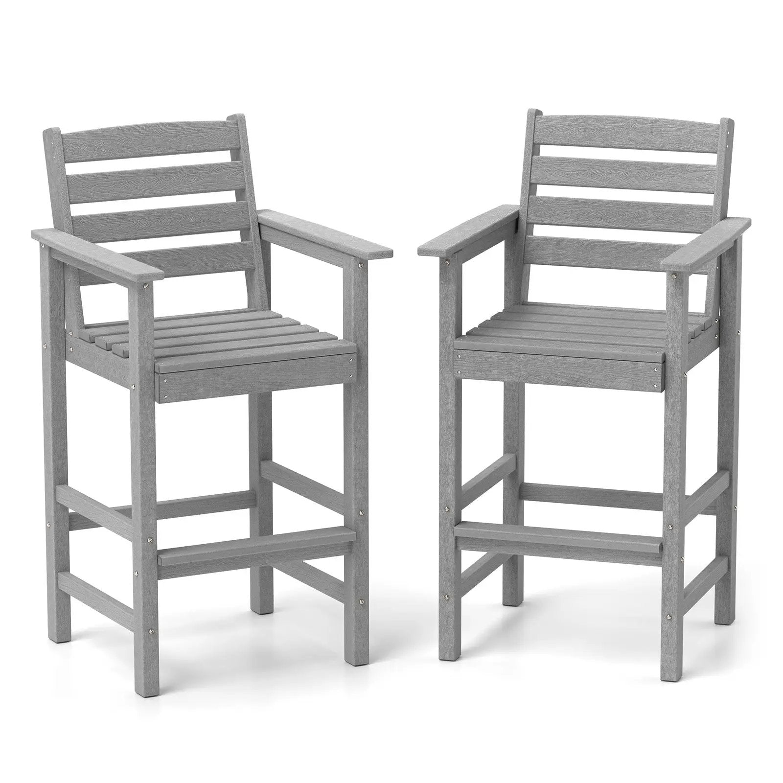 Patio HDPE Adirondack Bar Chairs Set of 2 with Wide Armrests by DirectDeals