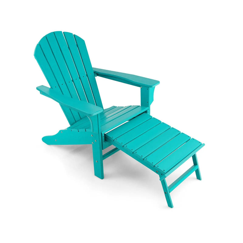 Patio HDPE Adirondack Chair with Retractable Ottoman by DirectDeals