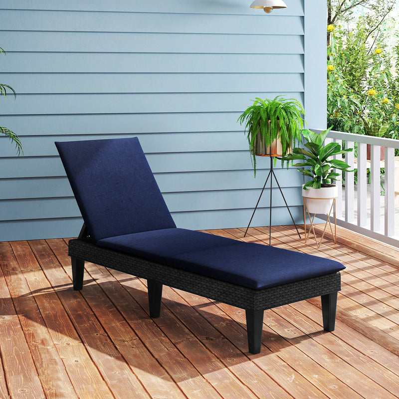 Patio Lounge Chair 3-Position Adjustable Backrest and Cushion by DirectDeals