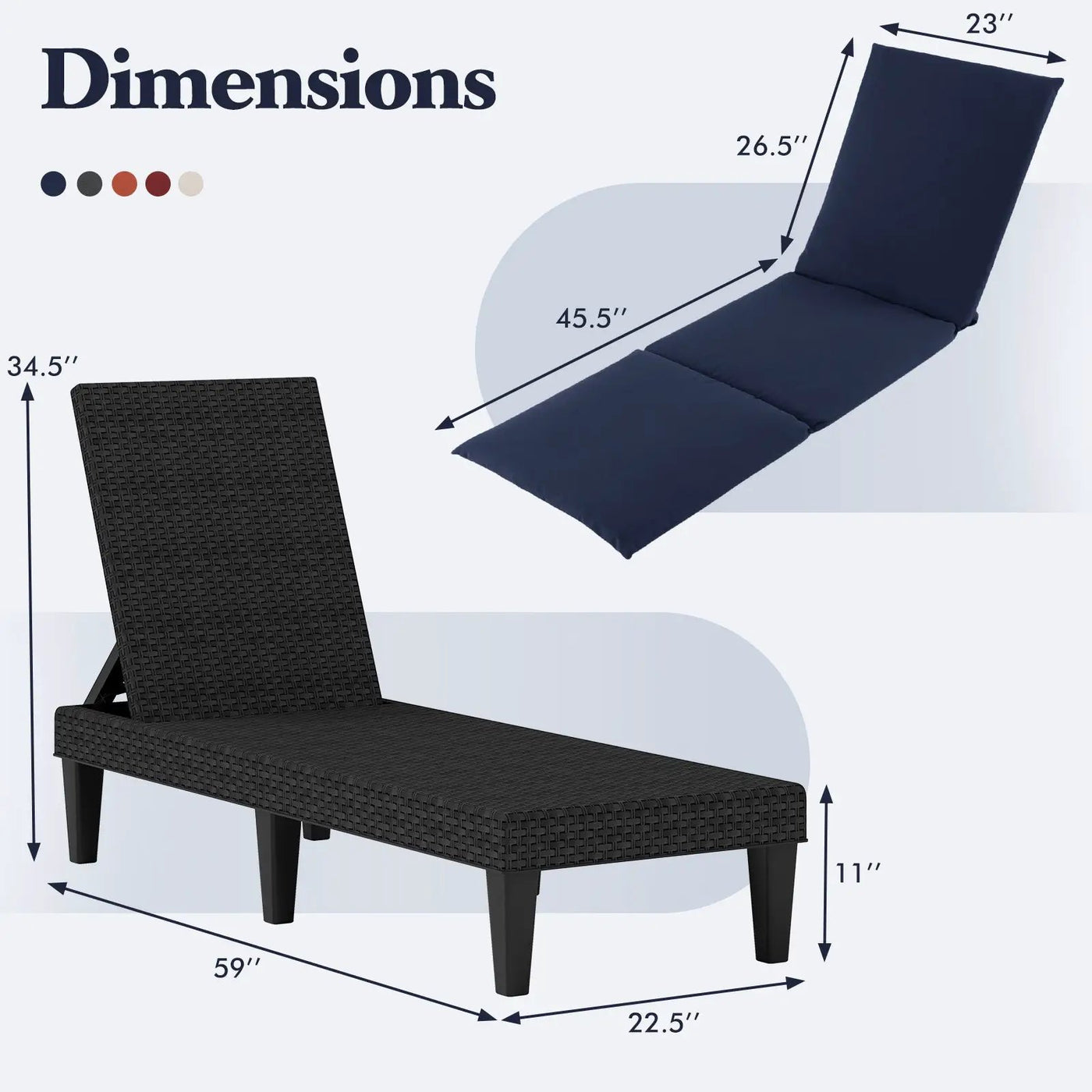 Patio Lounge Chair 3-Position Adjustable Backrest and Cushion by DirectDeals