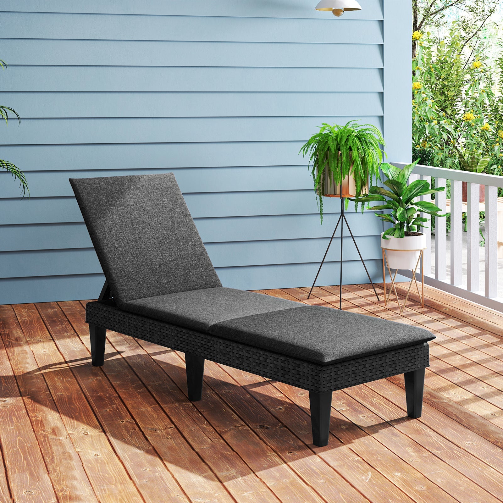 Patio Lounge Chair 3-Position Adjustable Backrest and Cushion by DirectDeals