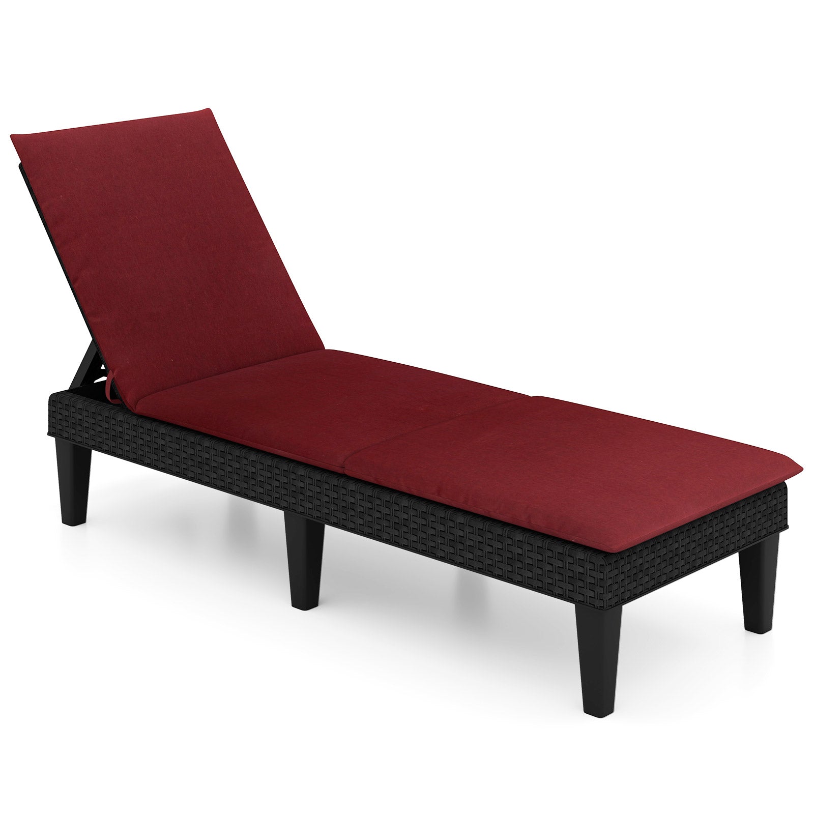 Patio Lounge Chair 3-Position Adjustable Backrest and Cushion by DirectDeals