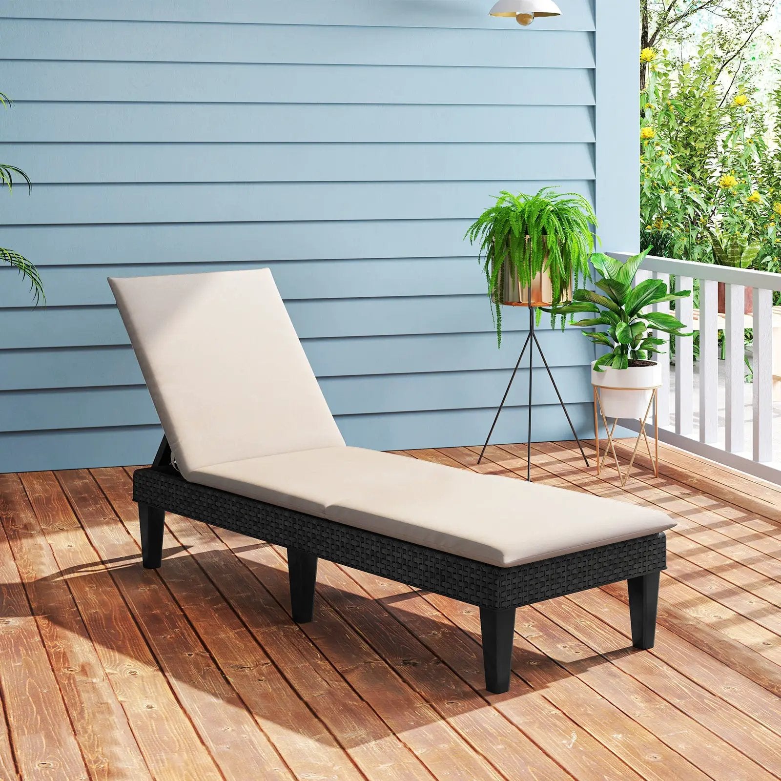 Patio Lounge Chair 3-Position Adjustable Backrest and Cushion by DirectDeals