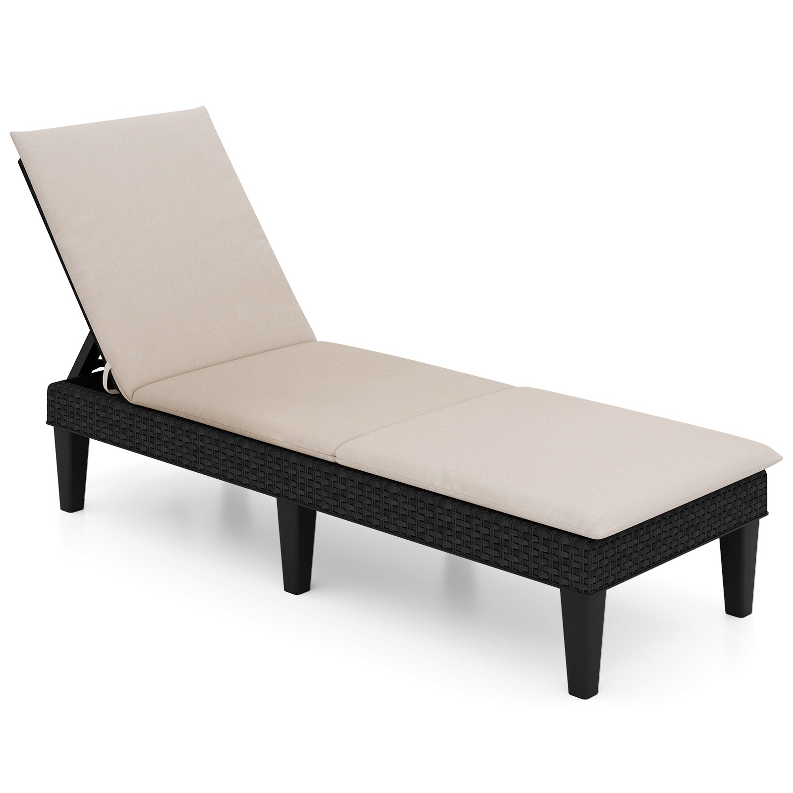 Patio Lounge Chair 3-Position Adjustable Backrest and Cushion by DirectDeals