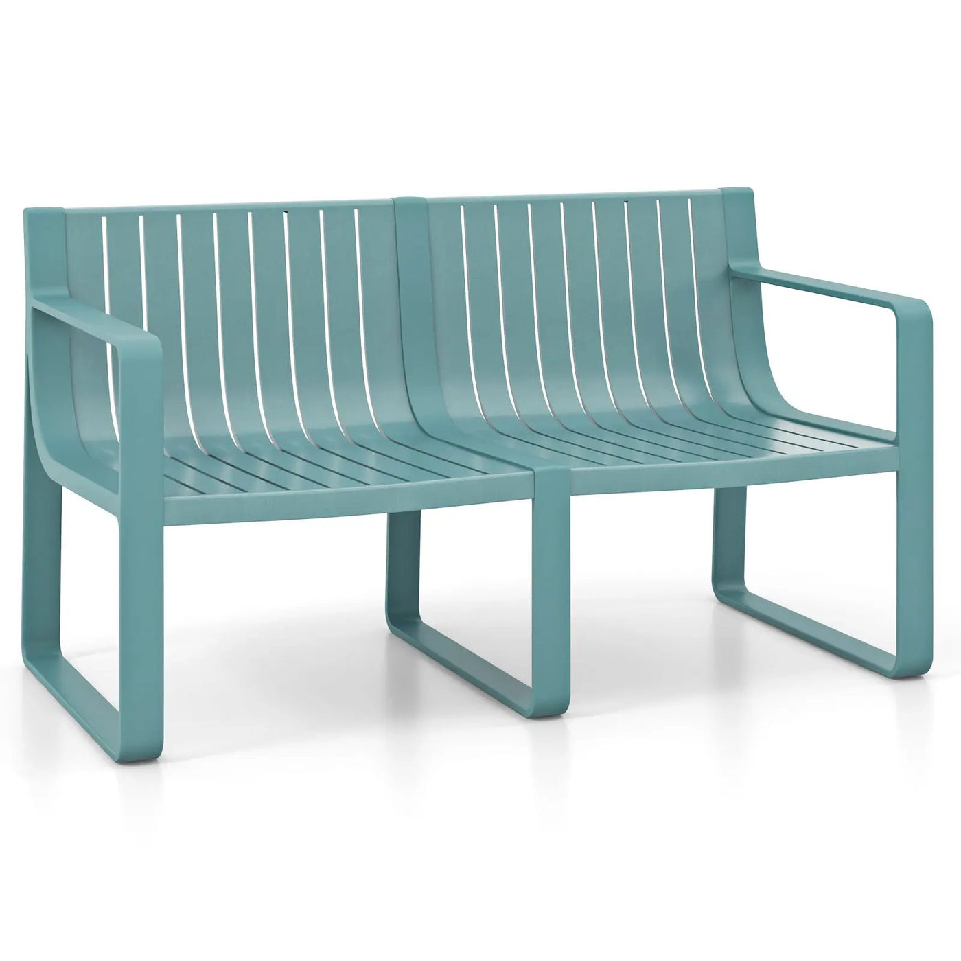 Weather-resistant Plastic 2-Person Bench with Curved Backrest by DirectDeals
