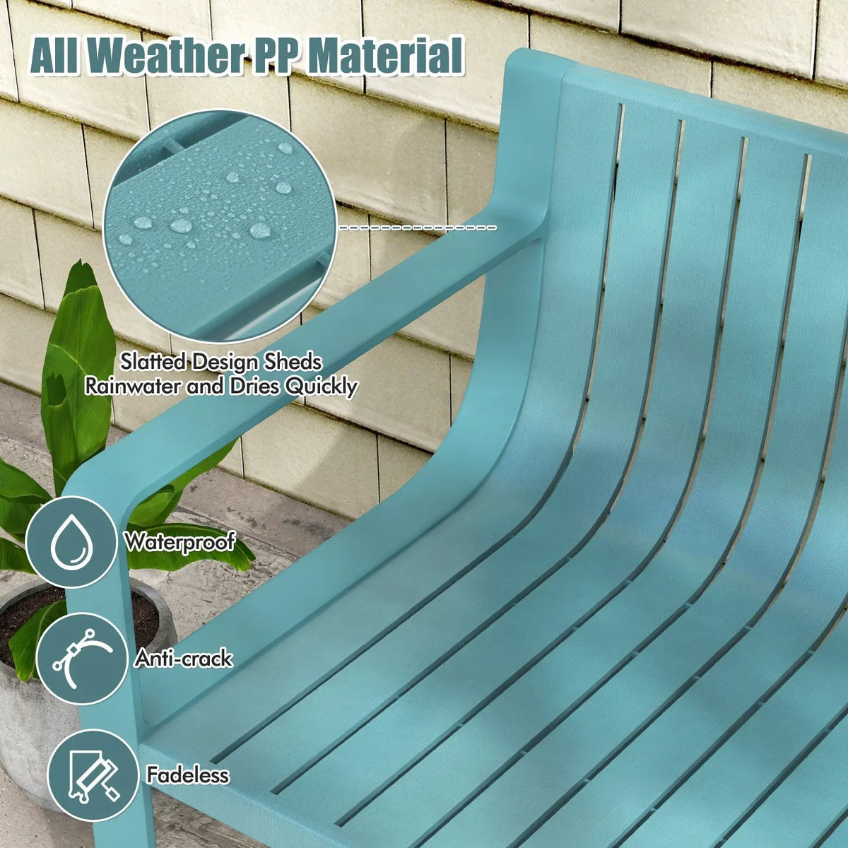Weather-resistant Plastic 2-Person Bench with Curved Backrest by DirectDeals