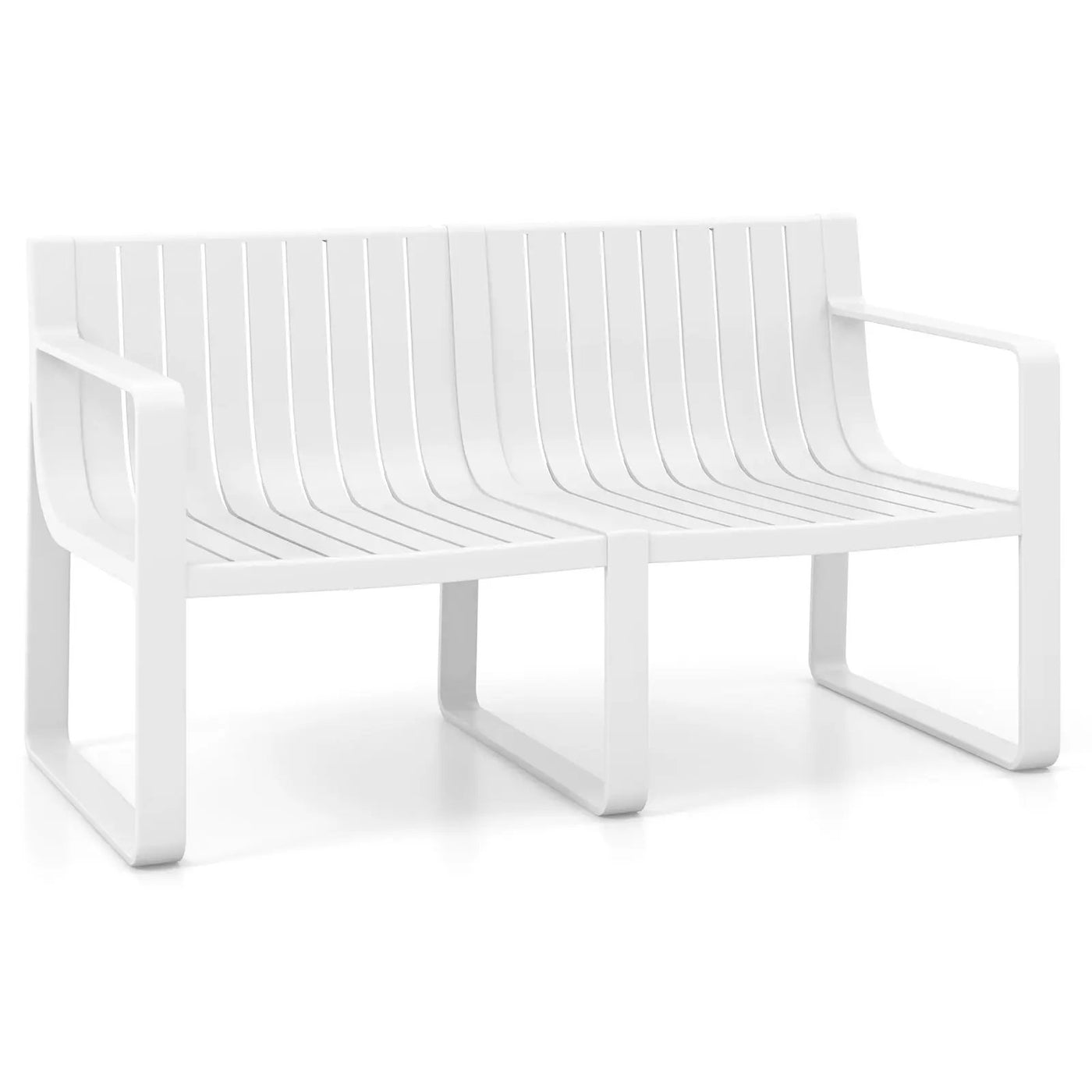 Weather-resistant Plastic 2-Person Bench with Curved Backrest by DirectDeals