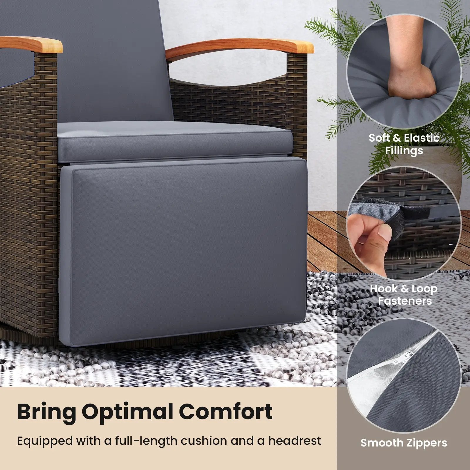 Swivel Reclining Chaise Lounge Set with Adjustable Backrest by DirectDeals