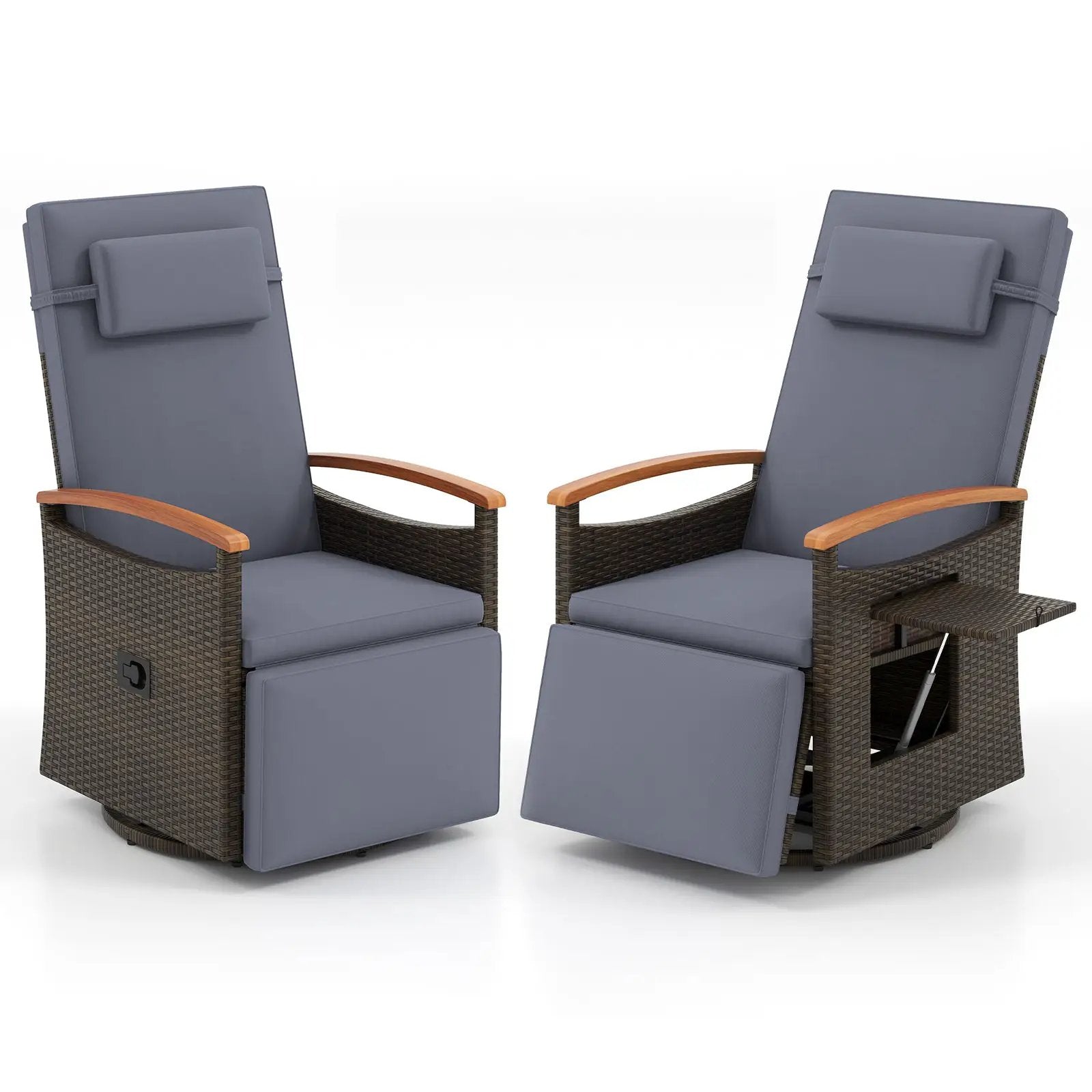 Swivel Reclining Chaise Lounge Set with Adjustable Backrest by DirectDeals