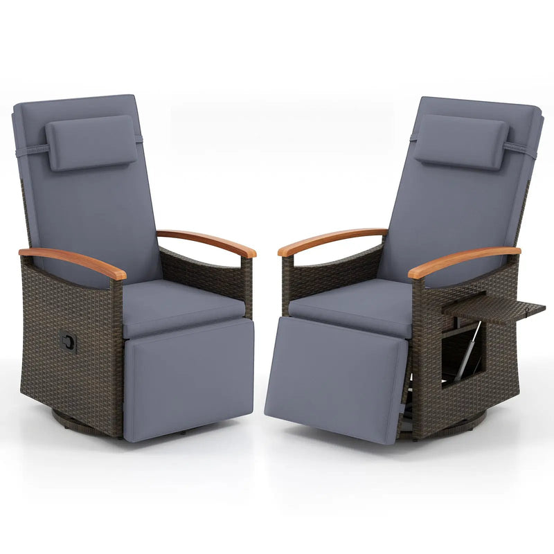 Swivel Reclining Chaise Lounge Set with Adjustable Backrest by DirectDeals