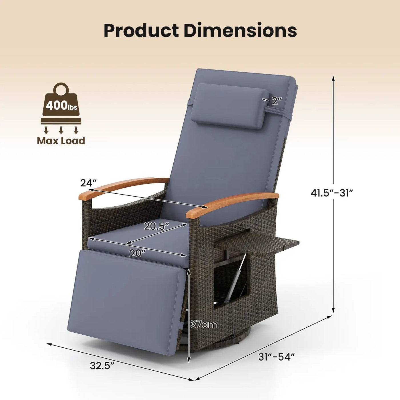 Swivel Reclining Chaise Lounge Set with Adjustable Backrest by DirectDeals