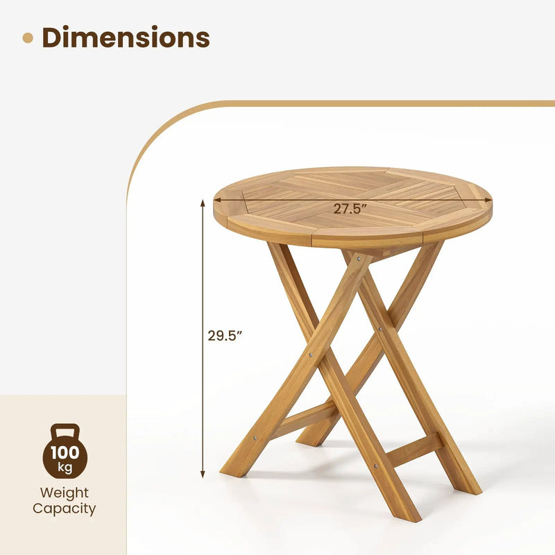 Patio Teak Wood Dining Table with Slatted Tabletop and Sturdy X-Shaped Frame by DirectDeals