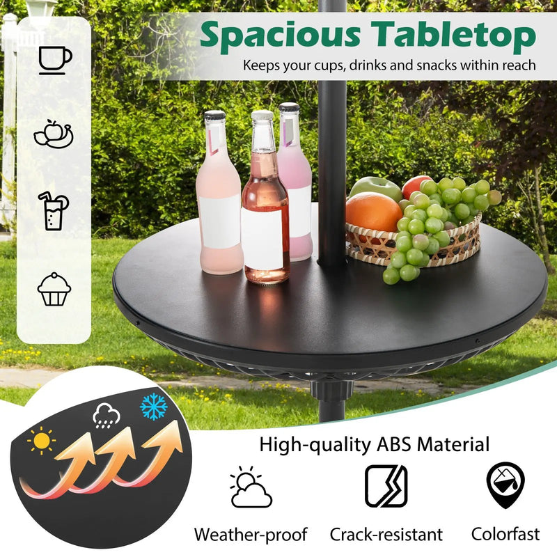 Patio Umbrella Table Tray Adjustable with Umbrella Poles-Black by DirectDeals
