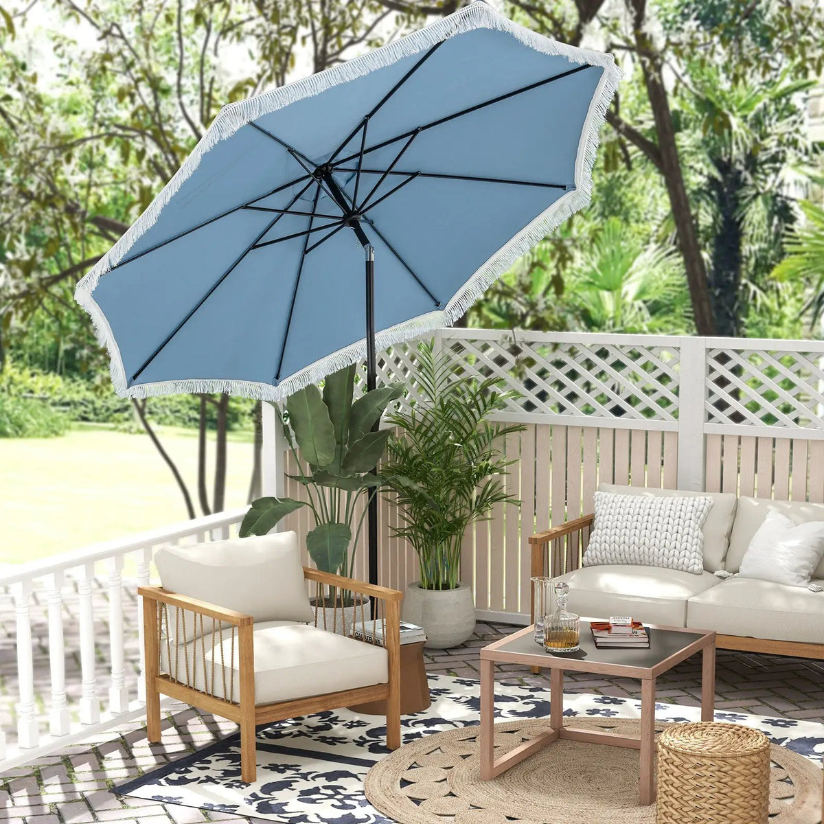 9 FT Patio Umbrella with Sun-Protective Canopy for Patio Garden Pool by DirectDeals