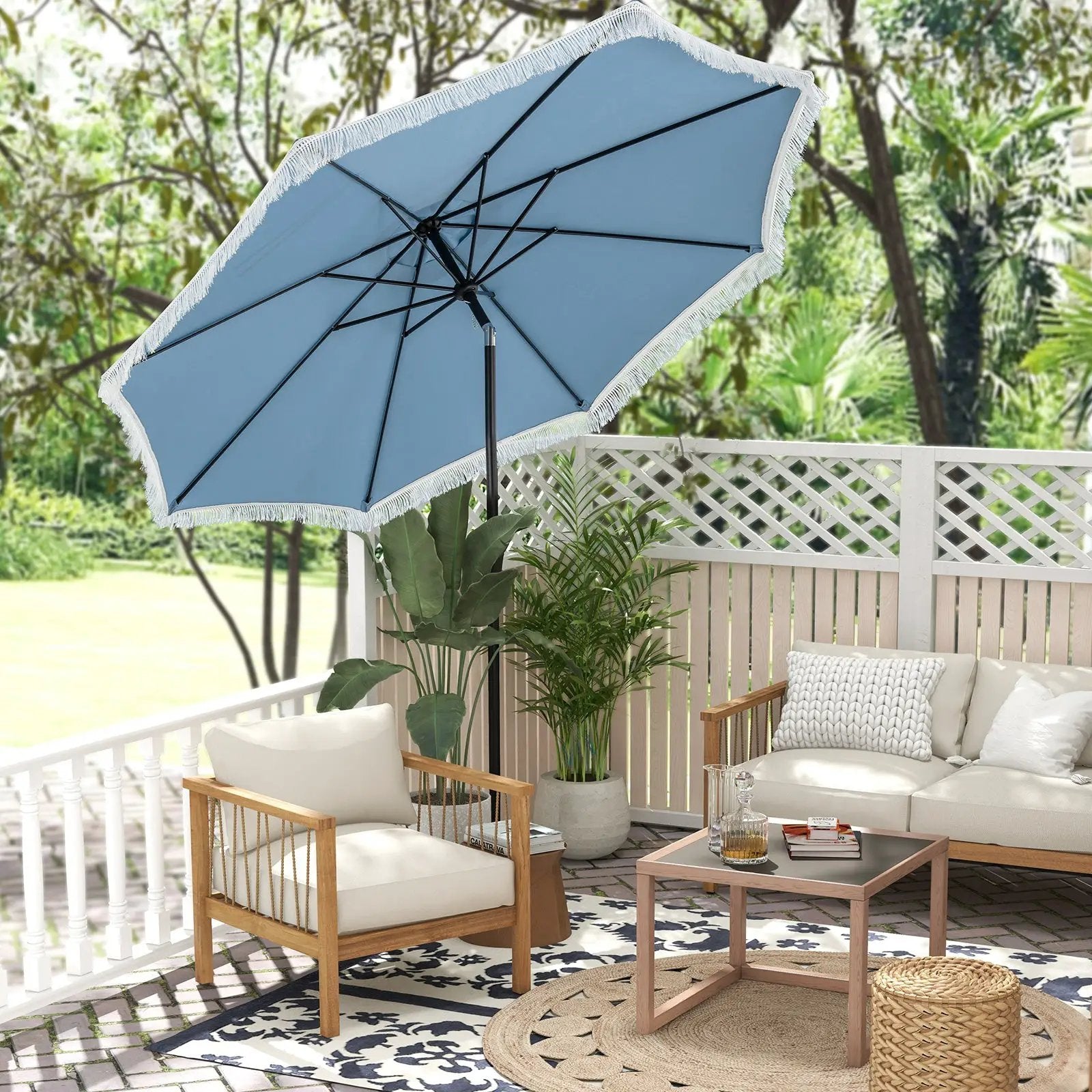 9 FT Patio Umbrella with Sun-Protective Canopy for Patio Garden Pool by DirectDeals