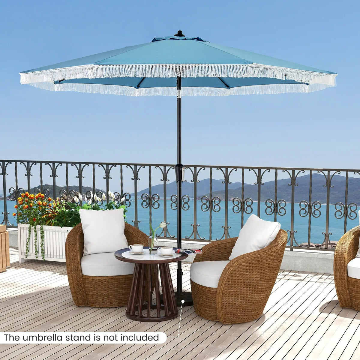 9 FT Patio Umbrella with Sun-Protective Canopy for Patio Garden Pool by DirectDeals