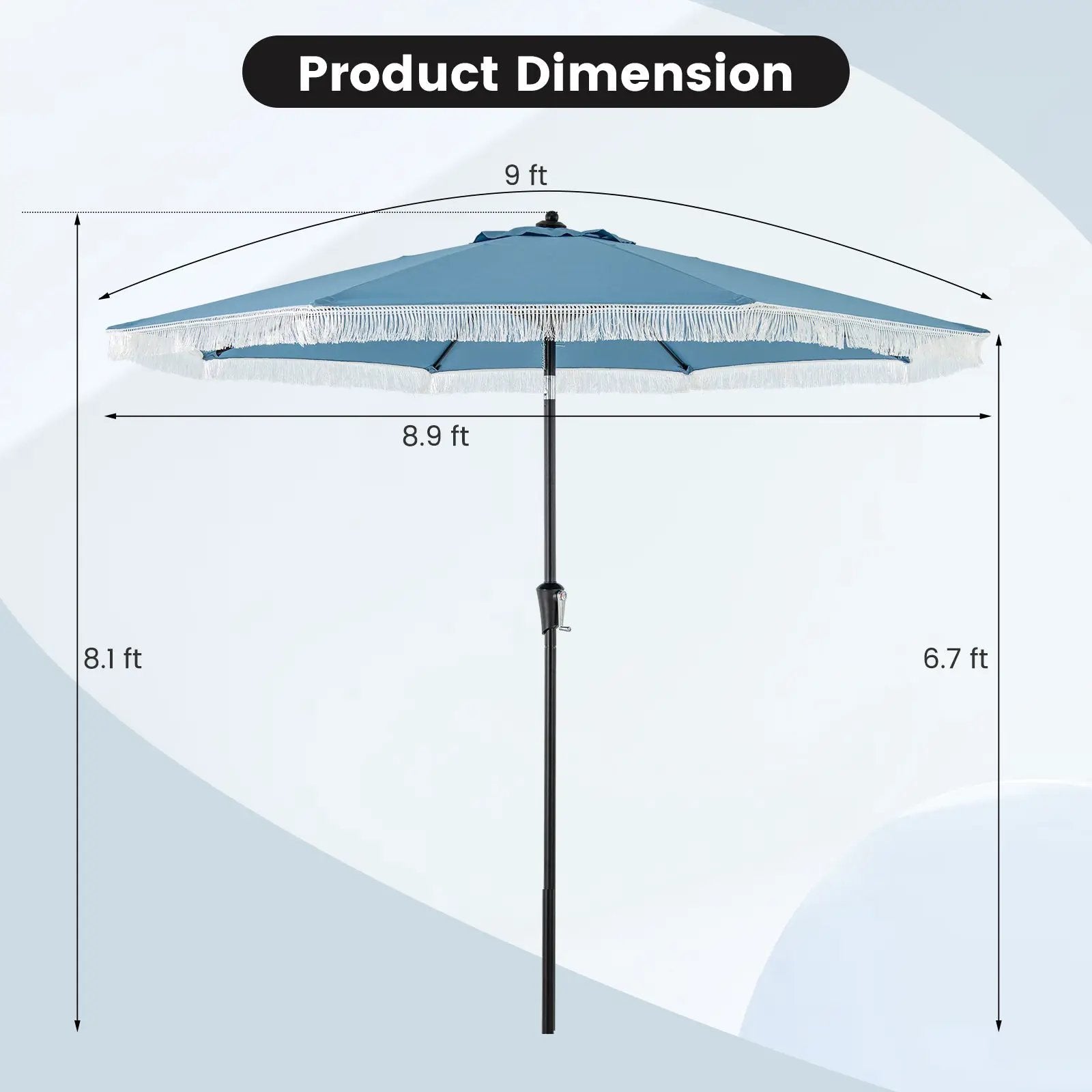9 FT Patio Umbrella with Sun-Protective Canopy for Patio Garden Pool by DirectDeals