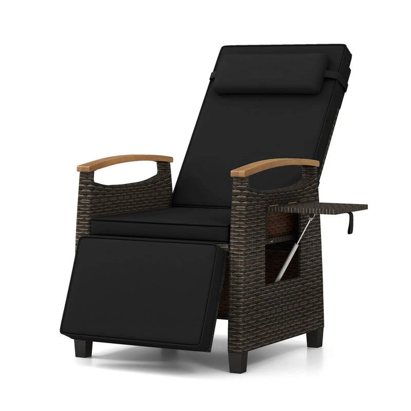 Patio Wicker Recliner Chair with Adjustable Backrest and Footrest by DirectDeals