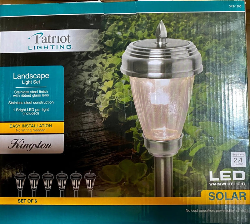 Patriot Lighting Kingston Pathway Solar Lights Stainless Still (12-Pack) by Outdoor Solar Outlet