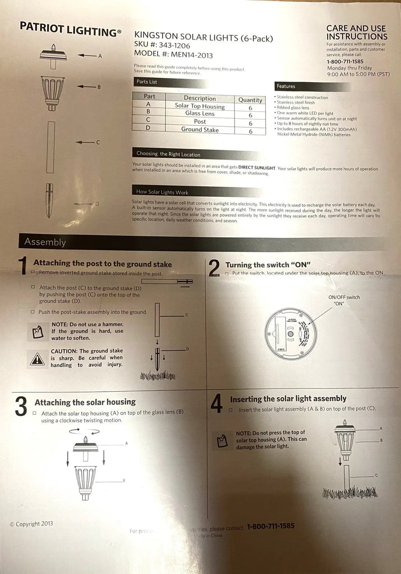 Patriot Lighting Kingston Pathway Solar Lights Stainless Still (12-Pack) by Outdoor Solar Outlet