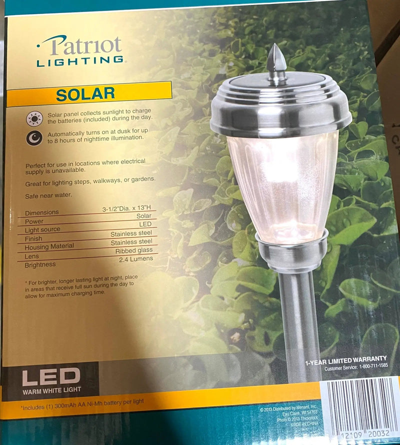 Patriot Lighting Kingston Pathway Solar Lights Stainless Still (12-Pack) by Outdoor Solar Outlet