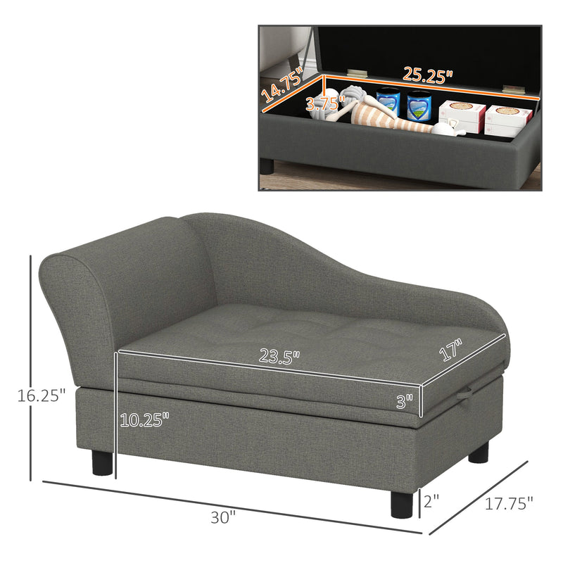 PawHut Gray Pet Sofa Dog Couch for Small to Medium Dogs, photo 3 of 7